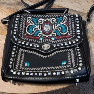 Embroidered satchel bag